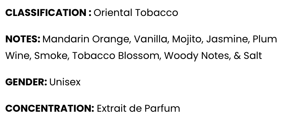 Dua Fragrance: Smoky Cuba Tabac available at Decantology. Dua Fragrance: Smoky Cuba Tabac. A great addition for fragrance enthusiasts.